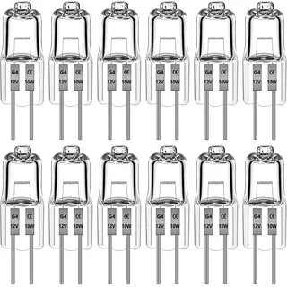 12 Stück G4 Halogen Glühbirnen 10W 12V, G4 Clear Capsule 2 Pin Glühbirnen, Dimmbare G4 Halogenlampen, Warmweiß 2700K, für Kronleuchter, Innenbeleuchtung, Küchenbeleuchtung, Schienenbeleuchtung