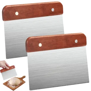 2 Stück Teigschaber Edelstahl, 15cm Küchenspachtel Edelstahl, Teigschneider mit Griff, Lebensmittelqualität Teigmesser, Teigkarte Edelstahl zum Schneiden Von Teig, Pizzen, Keksen, Kuchen Verwendet