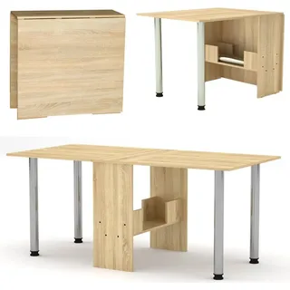 RODNIK Klappbarer Esstisch aufklappbare Tischplatten, Klapptisch platzsparend für Küche, Esszimmer & Büro Holzdekor- Eiche Sonoma, 170x81x73 cm