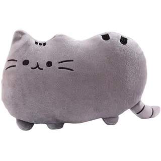 JORCEDI Katze Kuscheltier, Niedliches Dicke Katze Kuschelkissen, Weiches Flauschiges Plüschkissen, kuschelkissen Kinder, Dekokissen für Sofa Wohnzimmer Schlafzimmer (40 cm,Grau)