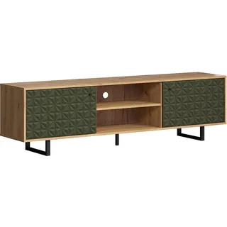 trendteam Sentra TV-Lowboard Dunkelgrün/Eiche, B/H/T: ca. 184/52/40 cm - dunkelgrün/Braun