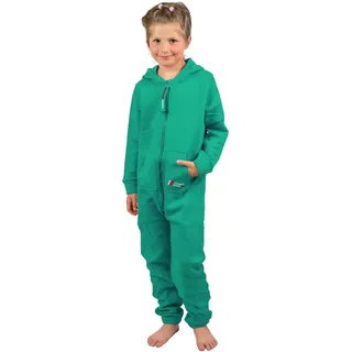 Gennadi Hoppe Jumpsuit Kinder, Weich & Warm Onesie für Kinder, Kuscheliger Kuschelanzug Kinder, Praktischer Einteiler mit Kapuze, Gemütlicher Hausanzug für Jungen und Mädchen H8396 grün 146-152 - 146-152