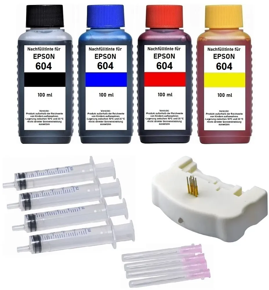 Nachfüllset 400 ml Druckertinte + USB Chipresetter für Epson 503, 503XL Druckerpatronen