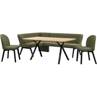 Home Affaire Eckbankgruppe HOME AFFAIRE "Aretha Essecke, Sitzgruppe, Eckbank, Küchenbank", grün (mayfly, schwarz), B:215cm H:87cm T:150cm, FSC-zertifizierter Holzwerkstoff, FSC-zertifiziertes Massivholz, Metall, Polyester, Sitzmöbel-Sets, Eckbankgruppe, Esszimmer 