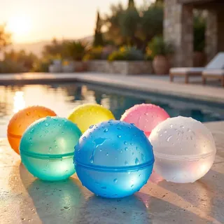 6x PRECORN Wasserbomben – Wiederverwendbar, selbstschließend, in 1 Sek. befüllt, weiche Splash-Bälle für Kinder & Erwachsene, Sommer, Pool & ...