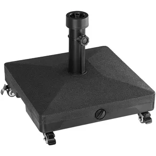 BAKAJI Sonnenschirmständer aus Harz, befüllbar mit 4 Rollen und Bremsen, quadratisch, Schirmständer 38/48 mm für den Garten, Kapazität 16 kg Wasser für den Außenbereich, Meer, Strand, Bars,