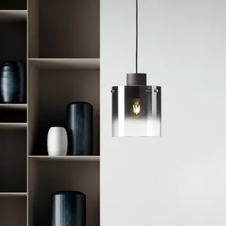 Lightbox Pendelleuchte - hängende Lampe mit Rauchglas in schwarz -Pendellampe für Esstisch, Küche & Wohnzimmer - Hängelampe exkl. E27 LED