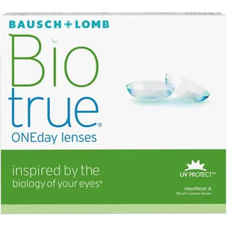 Bausch + Lomb Biotrue ONEday Tageslinsen, sphärische Kontaktlinsen, weich, 90 Stück/BC 8.6 mm/DIA 14.2 mm / -2.00 Dioptrien