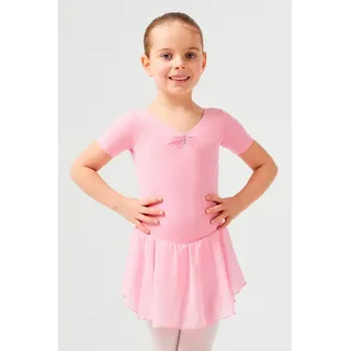 tanzmuster Chiffonkleid Ballettkleid Betty mit Glitzersteinen Mädchen Ballettbody mit Chiffon Röckchen rosa 152/158