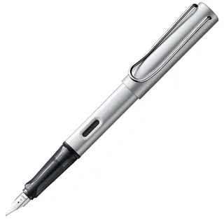 Lamy AL-star whitesilver Füller – Füllhalter mit ergonomischem Griff & polierter Stahlfeder in Strichbreite M – leichtes Aluminiumgehäuse – inkl. Tintenpatrone T 10 blau – Rechtshänder