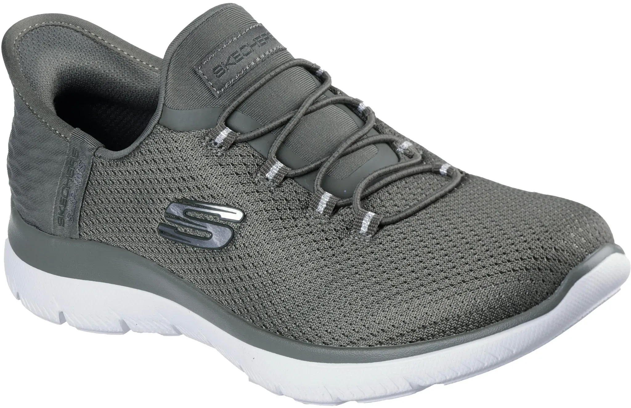 Skechers Summits Sneaker Damen in olive mesh-silver trim, Größe 36 1/2 - oliv