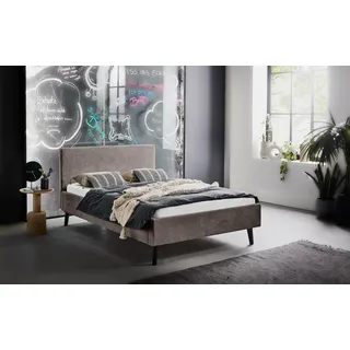 Meise Möbel Polsterbett Avola 140 x 200 cm mit Kopfteil glatt & Cord - Bett, Jugendbett, Bettgestell, Einzelbett - Taupe