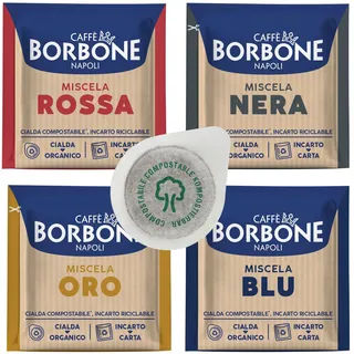 Caffé Borbone 4 x 50 Kaffee-Pads 44 mm: 50 Schwarz, 50 Blau, 50 Rot, 50 Gold