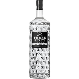 THREE SIXTY VODKA ,Diamond filtrated Vodka ,In der einzigartigen Facettenschliff-Flasche ,Ein ungewöhnlich mildes und weiches Geschmacksprofil ,6L ,37,5%