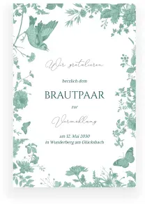 Glückwunsch Hochzeitskarten in Mint mit eigenen Fotos gestalten im Design "Turteltauben" - Musterkarte - Karten einfach online bei wunderkarten gestalten und bestellen