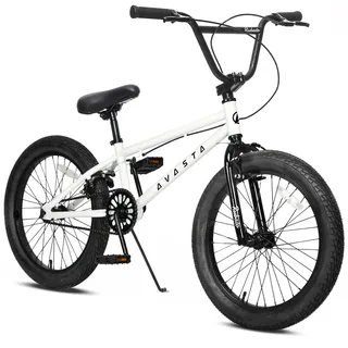 AVASTA 18 Zoll Kinder BMX Fahrrad Freestyle Bike für 5 6 7 8 Jahre alte Jungen Mädchen und Jugendliche Anfänger, Weiß