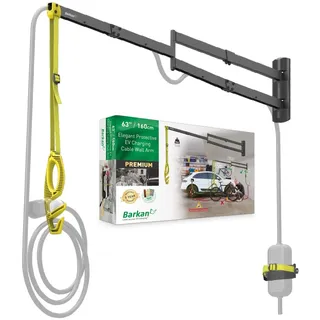 Barkan 160cm Lange EV Ladekabel Wandhalterung arm, 5 Jahre Garantie, Draußen/Outdoor Wetterfest und wasserdicht, für E Auto EV/PHEV/Elektroauto Kabel