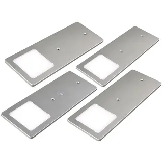 Kalb Material Für Möbel kalb LED Unterbauleuchten silber 5W- sehr flache Küchenleuchte Touch-Dimmfunktion Einbaustrahler Einbauspot, Auswahl:4er Set neutralweiss