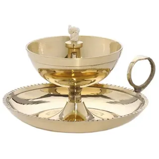 NKlaus Räucherstövchen Ghee Lampe Öllampe mit Docht Handarbeit Messing Haus Garten Gold Groß, Räucherstövchen