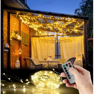 Lunartec Outdoor-Lichtervorhang, 300 LEDs, Fernbedienung, 3x3 m, warmweiß, IP44