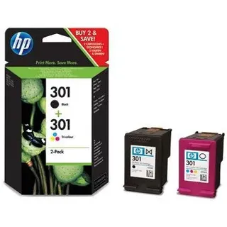 1x HP 301 Schwarz und 1x HP 301 dreifarbig Original Tintenpatrone Combo Content Pack Bundle
