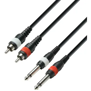 Adam Hall Cables Adam Hall Cinchkabel 2 Stecker auf 2 Klinkenstecker 6,3 Mono 1 m