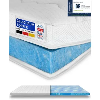 AM Qualitätsmatratzen Premium Plus Gelschaum Topper 140 x 200 cm weiß
