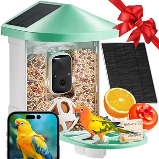 Vevor Vogelfutterhaus mit Kamera 2K HD KI Vogelerkennung über 10.000 Vogelarten solarbetriebene Vogelbeobachtungskamera mit automatischer Aufnahme und sofortiger Benachrichtigung (3 Solarmodule)
