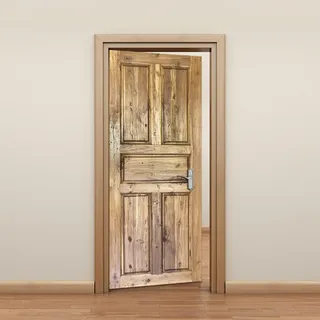 Türtapete Selbstklebend 95X210 Holz Türtapete Selbstklebend, 3D Pvc Türaufkleber Diy Türbild, Türfolie Poster Tapete
