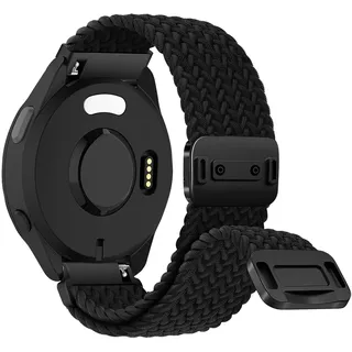 RosMank 20mm Geflochtenes Armband kompatibel mit Garmin Forerunner 165/Forerunner 165 Music/Vivoactive 5, Gewebtes Nylon Ersatzarmband kompatibel mit Garmin Venu Sq 2/Venu Sq 2 music, Schwarz