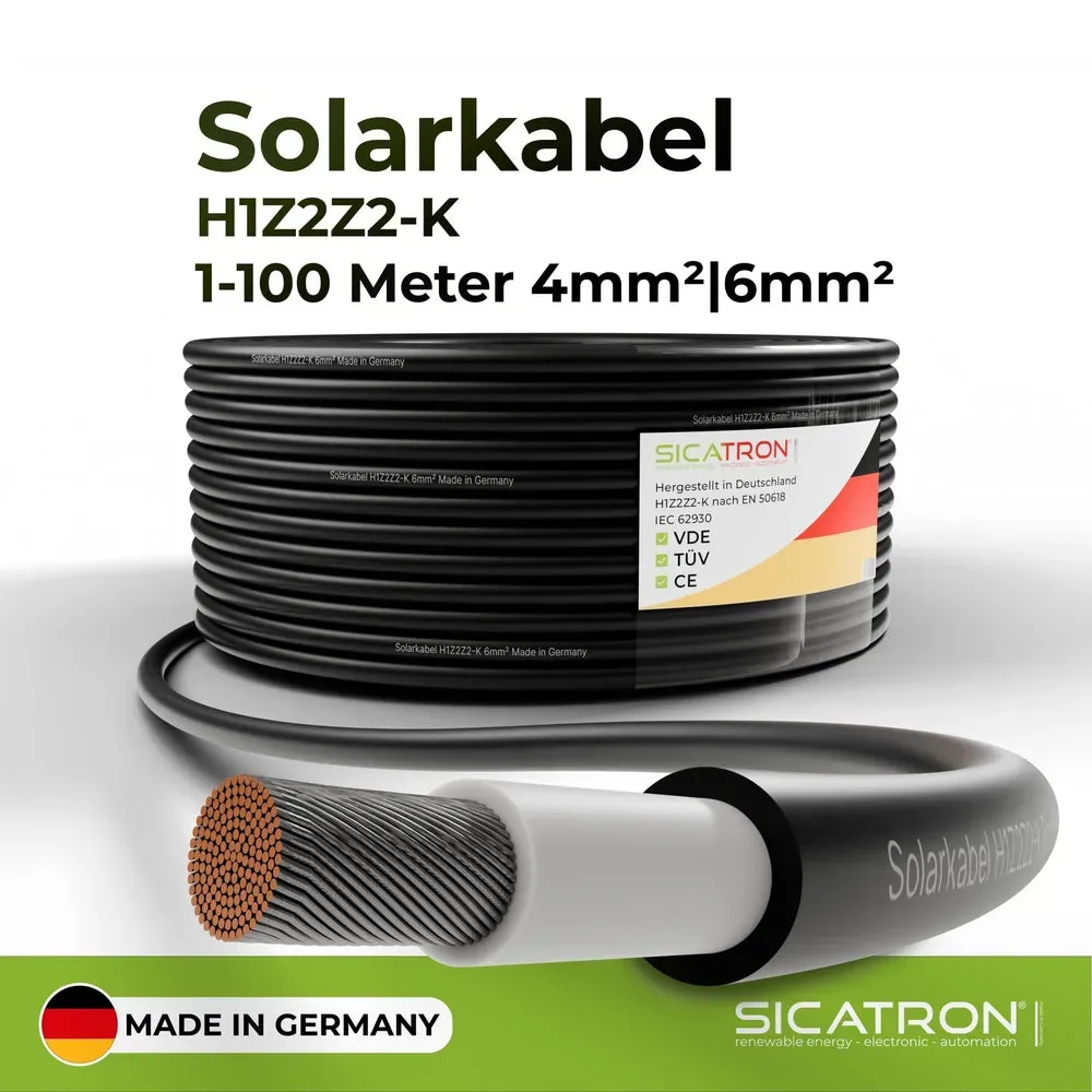 Solarkabel Solarleitung 4mm2 1-100 Meter PV Kabel H1Z2Z2-K - 50 Meter