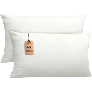 NatureMark 2er Set Jersey Kissenbezüge – Elastisch, weich, atmungsaktiv und hautfreundlich – Waschbare Kissenhülle - 40x80 – Natur/Creme