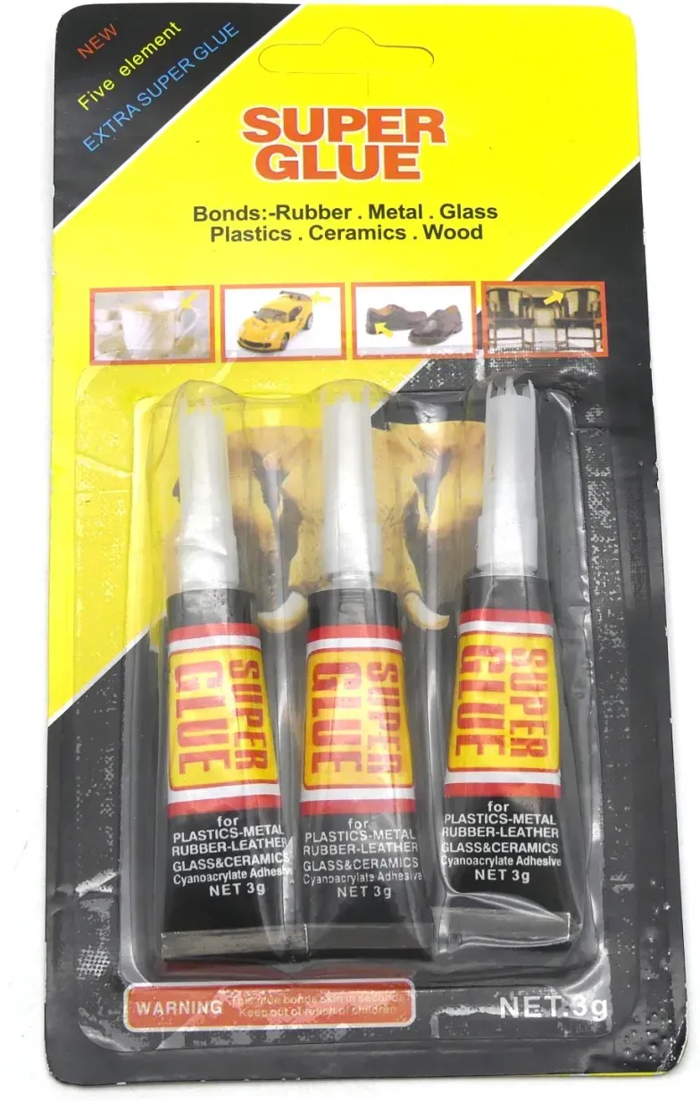 3 Stk. Super Glue Super Kleber für Gummi, Metall, Glas, Kunststoff, Kermamik,...
