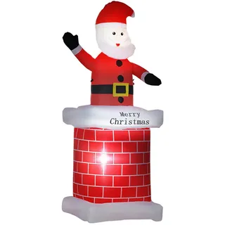 Homcom aufblasbarer Weihnachtsdeko, 2,10 m Weihnachtsmann mit Schornstein für Innen- und Außenbereich