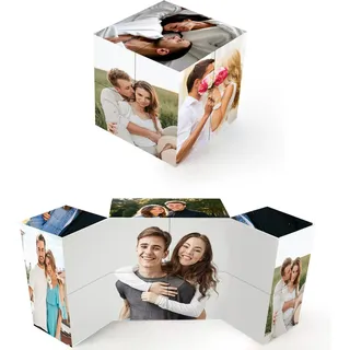 Benutzerdefiniertes Würfelpuzzle mit Foto,Personalisiertes Foto Zauberwürfel 3D Drehbar mit 9 Bildern,für Familie,Freunde,Geburtstag,Weihnachten,Valentinstag,Angepasstes Geschenk