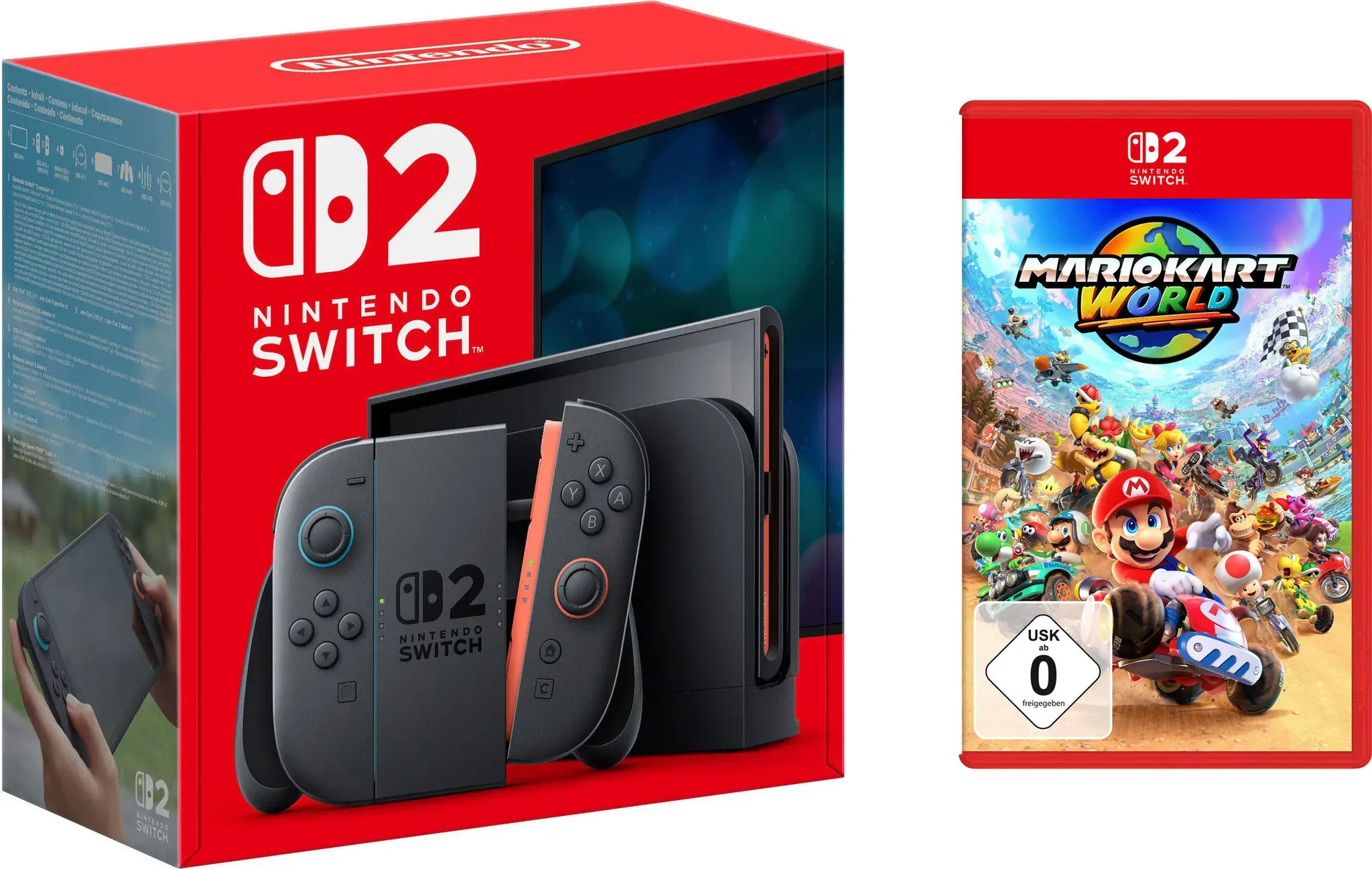 NINTENDO SWITCH 2 Konsolen-Set "Switch 2 + Mario Kart World", schwarz, B:27,2cm H:16,6cm T:1,39cm, Spielekonsolen