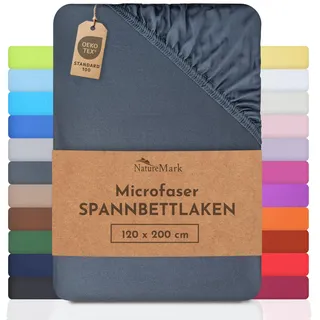 NatureMark Mikrofaser SPANNBETTLAKEN zum Sparpreis! viele Größen und Farben Markenware (Bettlaken 120x200 cm, Anthrazit Grau)