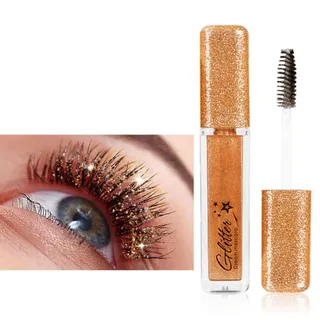 Allbestaye Bunt Mascara, Glitter Wimperntusche, Augen Make-up Extra Long Lash Verlängerung & Volumen Eyelash Mascara Wasserdicht Langlebig Natürlich Grün Schwarz Blau Weiß Mascara (Gold)