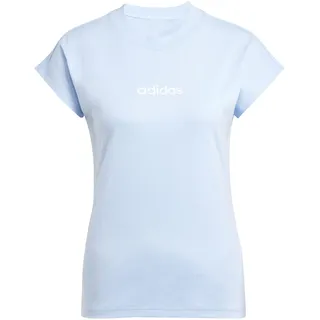 adidas Women's Essentials LINEAR Cotton T-Shirt, Glow Blue/White, M