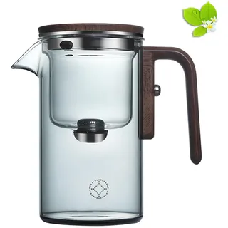 Enchanti Teekanne, Wasser Trennung Glas Teekanne Mit Holzgriff, Magische Teekanne, Hexerei Teekanne, Glas Teekanne Mit Sieb, Magische Teekanne Glas Mit Infuser (1*Smoky Grey800ML)