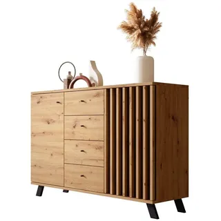 Newroom Sideboard Barea, Wildeiche Sideboard Modern Wandpaneel Vintage Highboard Anrichte braun