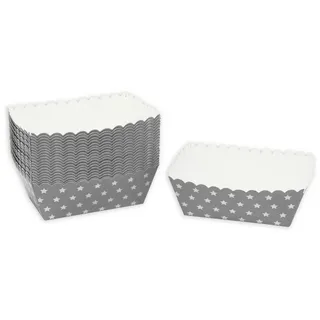 Frau WUNDERVoll® Kuchen Backformen 24 Stück, grau, weiße Sterne, Mini Kuchenform Backformen, Backförmchen, Muffin Backform, Muffin Backform, Papierbackform, Förmchen Papier Kastenform Einweg