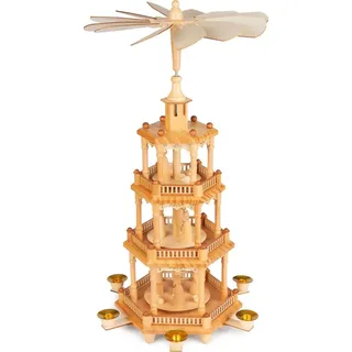 Brubaker Weihnachtspyramide aus Holz - 55 cm große Holzpyramide für Weihnachten - drehbare Tischpyramide mit Holzfiguren - Weihnachtsdeko Braun N... - Braun/Naturbelassen/Hellbraun