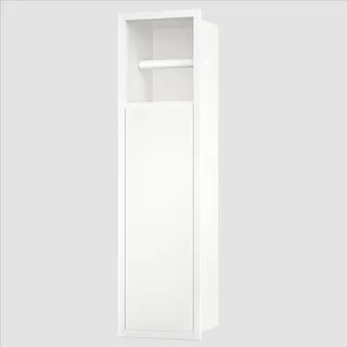 Bernkot Unterputz-Schrankmodul Edelstahl für die Klobürstengarnitur, Badezimmerschrank mit Toilettenpapierhalter,Mit Schiebetür, 63x15x15 cm, Weiß