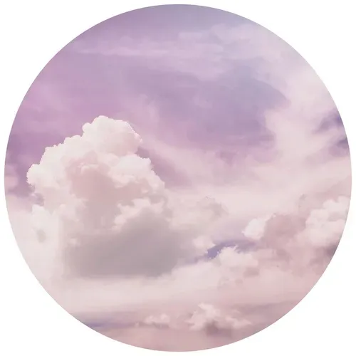 K&L Wall Art Vliestapete »Runde Vliestapete«, lila Wolken Himmel Kinder, mehrfarbig, matt - bunt
