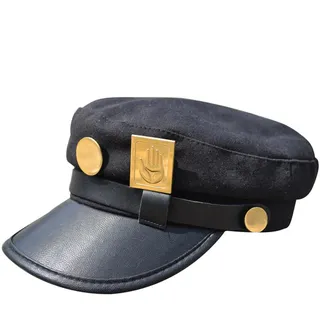 Wdhybwcx Adventure Cosplay Cap Jotaro Kujo Cosplay Zubehör Hüte Army Military Flatcap Abzeichen Anime Around-grau