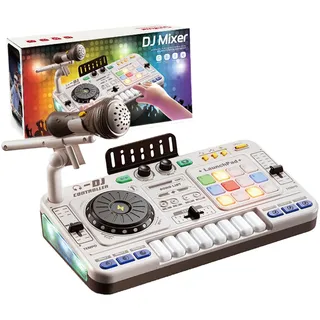 Dj Pult Anfänger,Dj Pult Kinder,Dj Mischpult Kinder,Tragbare Dj-Station,Dj-Maschine Für Kinder,Bluetooth Mit Einstellbarem Mikrofon,Lichtverlauf,Geeignet Für Kinder Im Alter Von 3-12 Und Anfänger