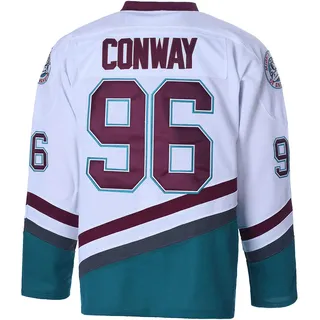 ARZER Kinder Eishockey Trikot Mighty Ducks Movie Jersey Charlie Conway #96 Banks #99, Weiß, Mittel, Langarm, Unisex, Großes Kind, Party, Halloween, Alltag, Sports, Regulär, EU, Medium - M