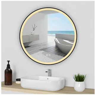 duschspa Badspiegel Rund Badezimmerspiegel Wandspiegel mit LED Beleuchtung Touch, Φ 40/50/60/70/80/90/100 cm runder Spiegel Ø 70 cm x 3.5 cm