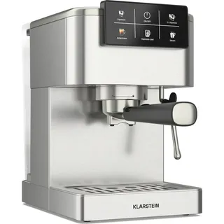 Klarstein SteelPresso Touch Siebträgermaschine – 20-Bar, 1350 W, Edelstahl, 1,5-L-Wassertank, Touch-Display, Integrierter Milchaufschäumer, Kom...